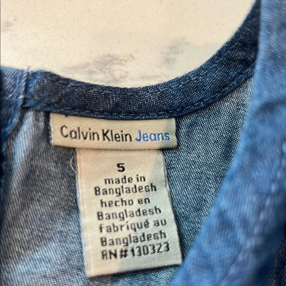 Calvin Klein Girls Blue‎ Ruffled Top and Patterned Leggings Set Size 5 NWOT